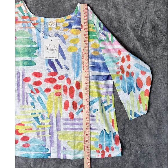 Et' Lois Womens Shirt 1X Island Fever Fiona Colorful Abstract 3/4 Sleeve NWT USA - Picture 5 of 6